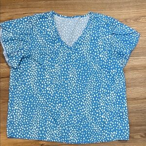 SHEIN Blue and White Speckled Blouse